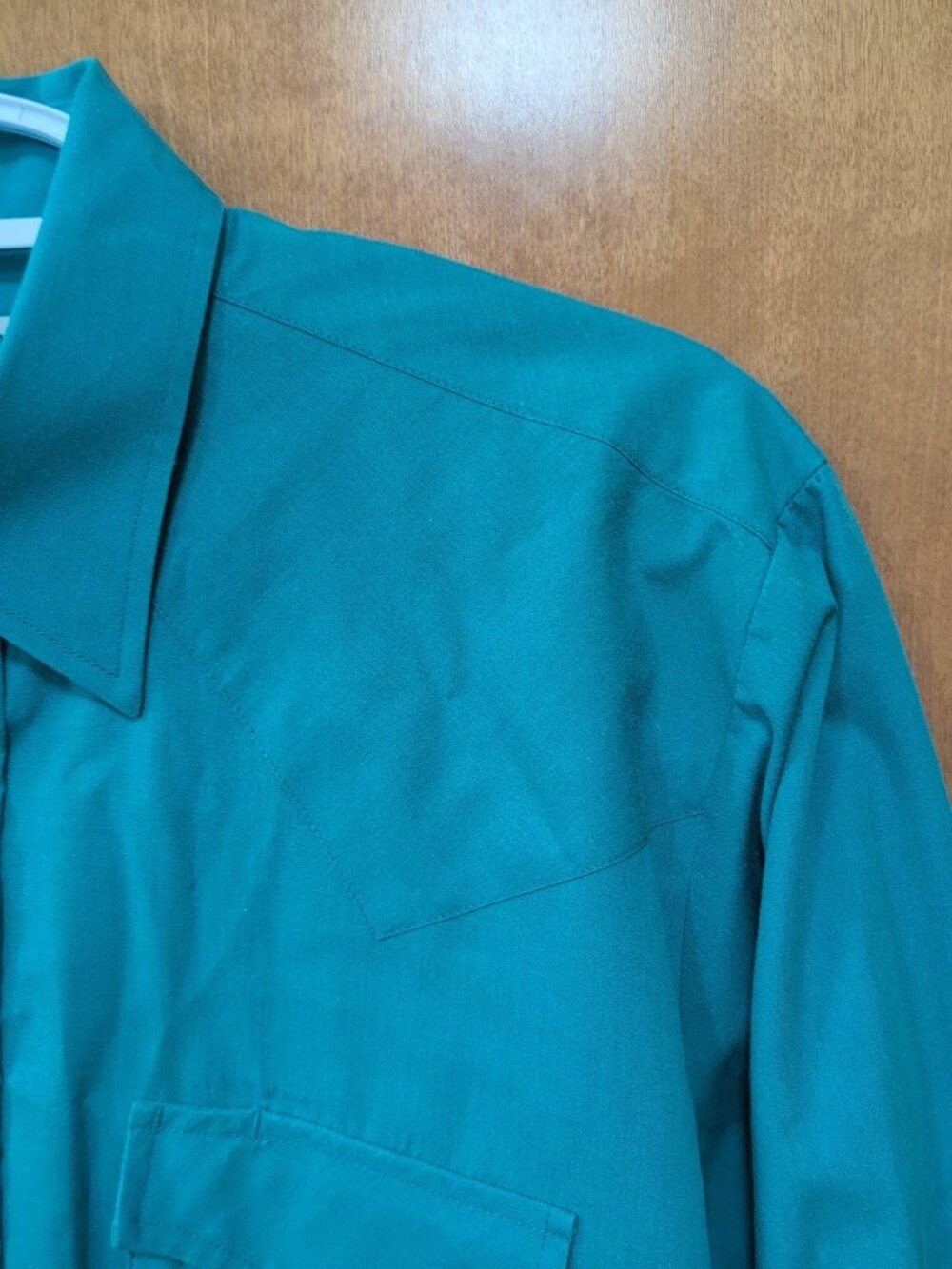 Ely Cattleman Shirt Mens 15 1/2 33 Blue Teal Long Sleeve VTG Pearl Snap Western - Picture 6 of 9